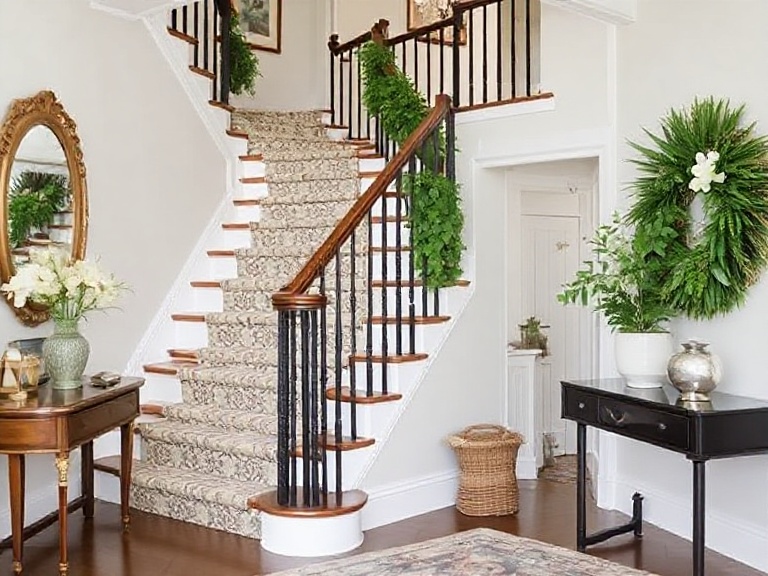 Modern staircase décor with glass railings, LED lights, and minimalist accents for a contemporary home design.
